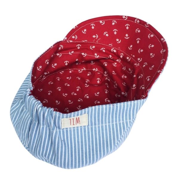 Cap Wendbar hellblau gestreift/ rot – Bild 2