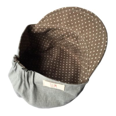 Wende Beanie jeans grau - Flanell gepunktet Wende Beanie jeans grau - Flanell gepunktet