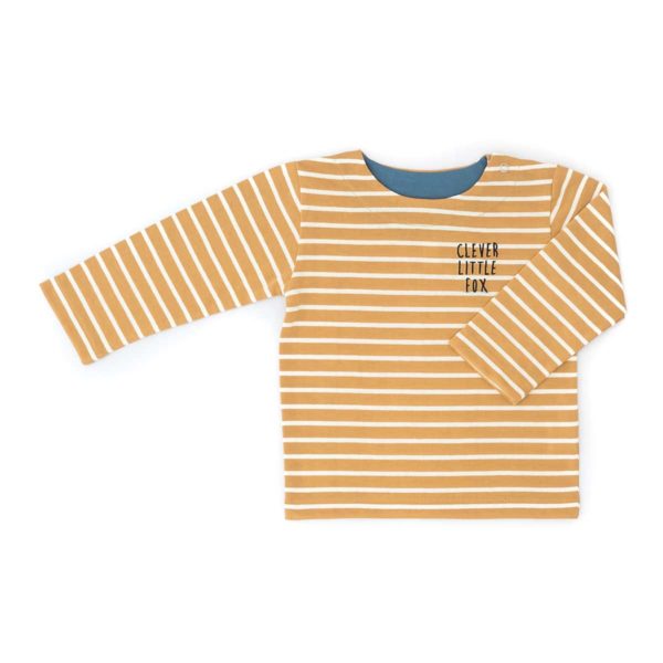Shirt Senf Gestreift Mit Stickerei