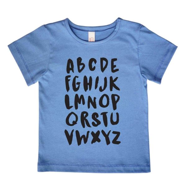 ABC - Shirt kurzarm mit Aufdruck blau