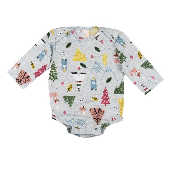 langarm baby body unisex woodland