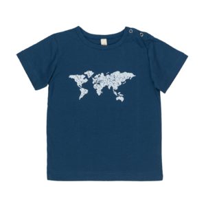 T-Shirt Weltkarte blau
