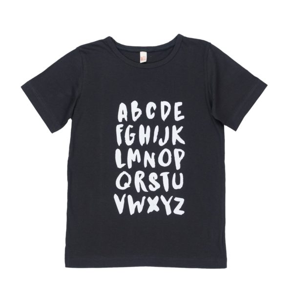 ABC - Shirt kurzarm mit Aufdruck dunkelgrau