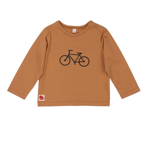 Print Shirt Langarm Bicycle Zimt