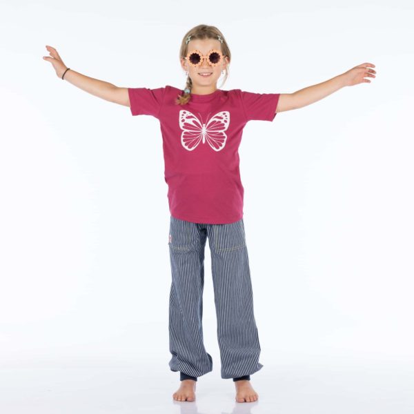 Schmetterling - Shirt kurzarm mit Aufdruck beere – Bild 2